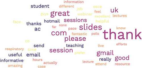 Figure 2 Wordcloud comprising most common comments made by the participants.
