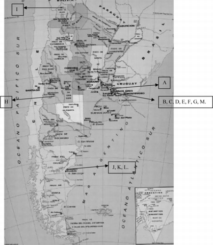 Figure 1 Different states of the Argentinian country where specimens were collected.