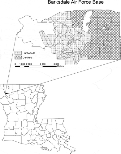 Figure 1. Location of Barksdale Air Force Base in Northwest Louisiana.