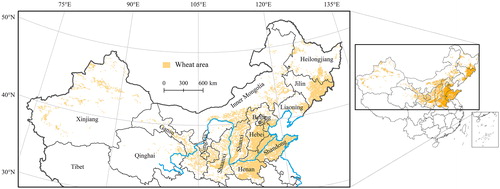 Figure 1. The study area and its location in China. Source: http://nfgis.nsdi.gov.cn, http://nfgis.nsdi.gov.cn/nfgis/chinese/cxz.htm.