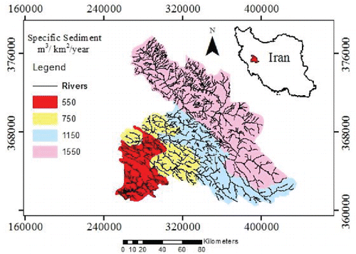 Figure 6. The sediment yield map of Dez watershed.