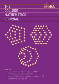 Cover image for The College Mathematics Journal, Volume 51, Issue 1, 2020
