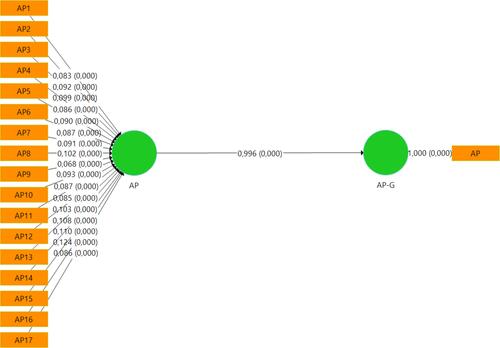 Figure 3 Formative construct of Academic Performance (AP) used in theoretical analysis with Global Items.