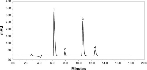 Figure 1 Chromatograms of standard drug mixture samples obtained after 20 μL direct injection.