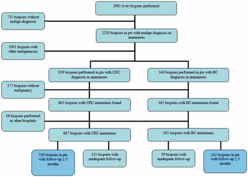 Figure 1. Study flow chart of working process. BC, breast cancer; CRC, colorectal cancer; Pts, patients.