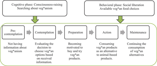 Figure 1. Consciousness-raising and social liberation in the stages of practicing veg*anism.