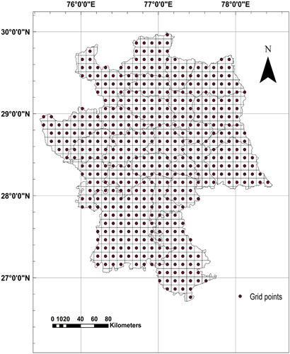 Figure 11. Grids used for PSHA in the NCR of India. Source: Author.