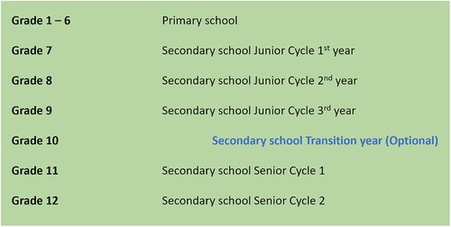 Figure 1. Pathway of Irish Primary and Secondary Education.