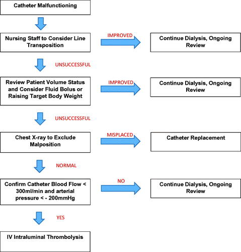 Figure 1. Flowchart of suggested approach to catheter dysfunction in our renal unit.