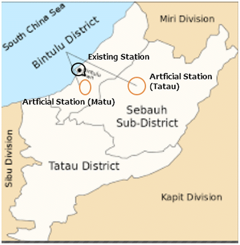 Figure 1. Position of the existing station and target locations.