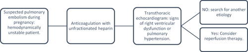 Figure 4 Diagnostic algorithm for patients with suspected hemodynamically unstable pulmonary embolism.