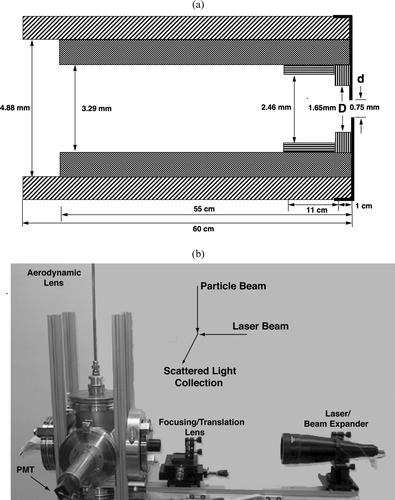 FIG. 2 (a) Schematic diagram of the lens used in experiments and (b) photograph of light scattering apparatus.