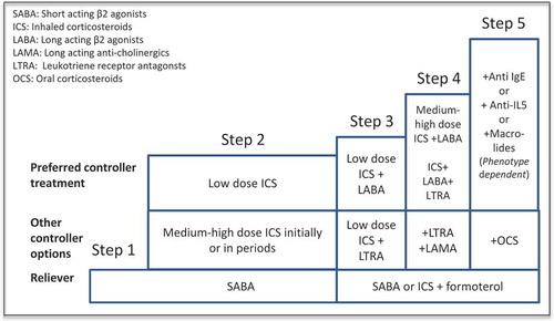 Figure 3. Treatment steps according to GINA guidelines on asthma (REF).