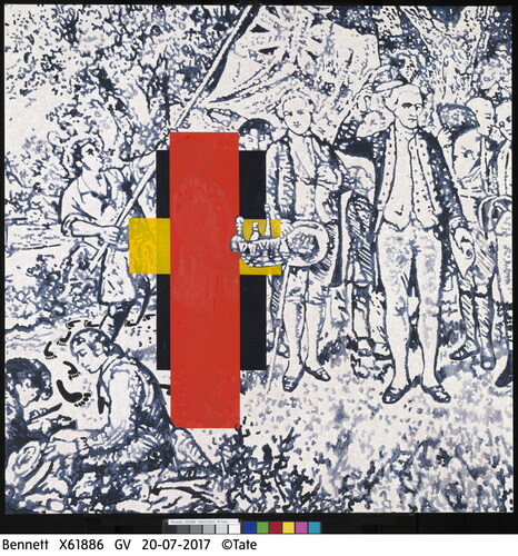 Figure 3. Gordon Bennett, Possession Island (Abstraction), 1991. Oil paint and acrylic paint on canvas, 184.3 x 184.5 cm. Collection: Tate and the Museum of Contemporary Art Australia, purchased jointly with funds provided by the Qantas Foundation 2016.