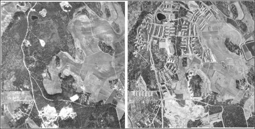 Figure 6. The evolution of Vuosaari, presented in aerial photographs 1950 and 1969. Source: CitationOrtophotographs of Helsinki. City of Helsinki.