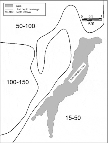 Figure 4. Depth of occurrence of the main aquifer (Polish Hydrogeological Map; scale 1: 50 000, Stężyca map sheet (52)).