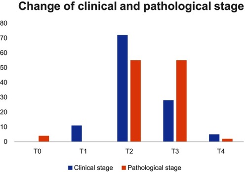 Figure 2 Change of clinical and pathological stage.