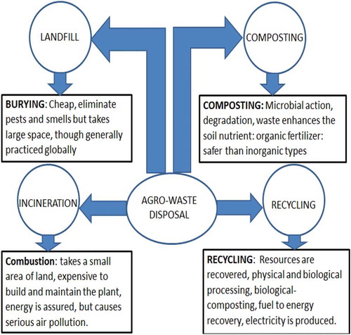 Figure 2. Scheme depicting some methods of agricultural waste disposal