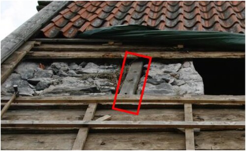 Figure 5. Purlins connected to a rafter embedded in the gable walls in Gildeskål church.