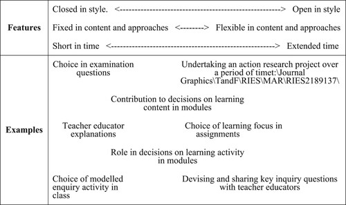 Figure 1. A representation of the continuum of some multiplicities of inquiry in ITE.