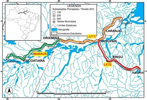 Figure 2. Map of the transmission network of the Tucuruí HPP. Source: Doile and Nascimento (Citation2010).
