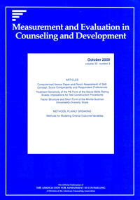 Cover image for Measurement and Evaluation in Counseling and Development, Volume 33, Issue 3, 2000