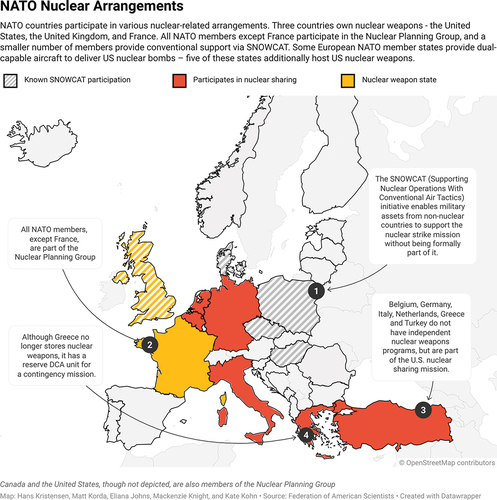Figure 1. Nuclear weapons in NATO. (Map: Kate Kohn, Source: Federation of American Scientists. Created with Datawrapper).