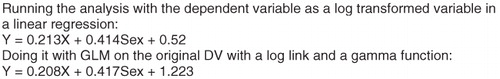 Figure 3.  Linear regression analysis compared to GLM analysis.