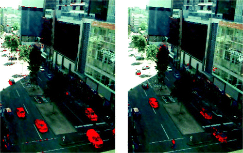 Figure 17. Output frames by background modelling, on a fixed camera, trained and applied on a bright sunny condition. Source: Photograph by the author.
