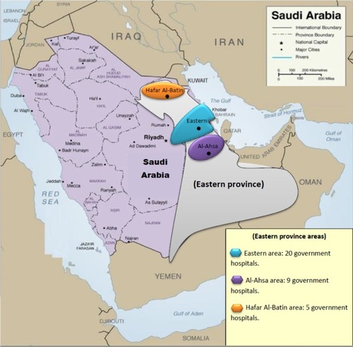 Figure 1 The main areas in the Eastern province in Saudi Arabia.