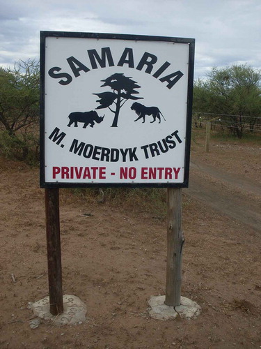 Figure 2. Sign showing private game farm within Mapungubwe National Park and the TFCA.