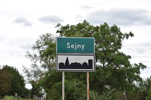 Figure 6. A monolingual (Polish) official town name billboard of Sejny. © [Gintarė Kudžmaitė].