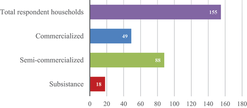 Figure 3. Frequency distribution of respondent smallholders in each category.