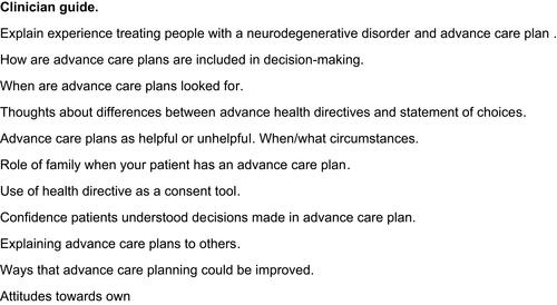 Figure 1 Example interview topics.