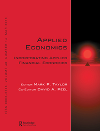 Cover image for Applied Economics, Volume 48, Issue 14, 2016