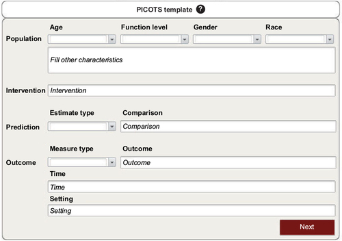 Figure 1 PICOTS template.