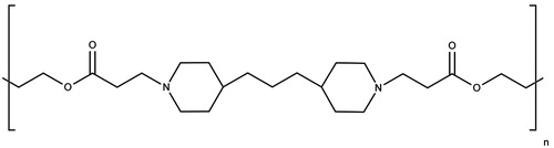 Figure 1. Chemical structure of the synthesized PBAE. The presence of two methylene units in the backbone increases the hydrophobicity of the region next to the ester bond and decreases water attack on the bond, decreasing the degradation rate of the polymer.
