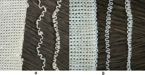 Figure 3. Photos of fabrics used in research: (a) cotton; (b) wool.