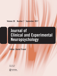Cover image for Journal of Clinical and Experimental Neuropsychology, Volume 39, Issue 7, 2017