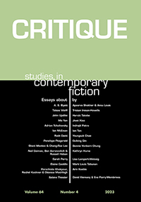 Cover image for Critique: Studies in Contemporary Fiction, Volume 64, Issue 4, 2023