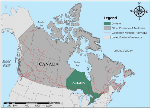 Figure 1. Location of Ontario in Canada.