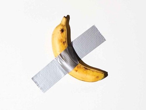 1. Maurizio Cattelan. Comedian, Citation2019. Banana, duct tape. Courtesy of Maurizio Cattelan and Perrotin.