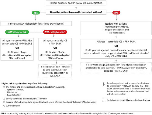 Figure 3. Treatment approach for patients on PRN SABA or no medication.