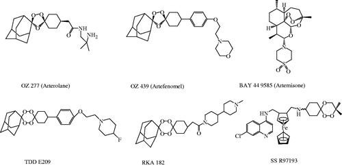 Figure 1. Structures of some new endoperoxide antimalarials.
