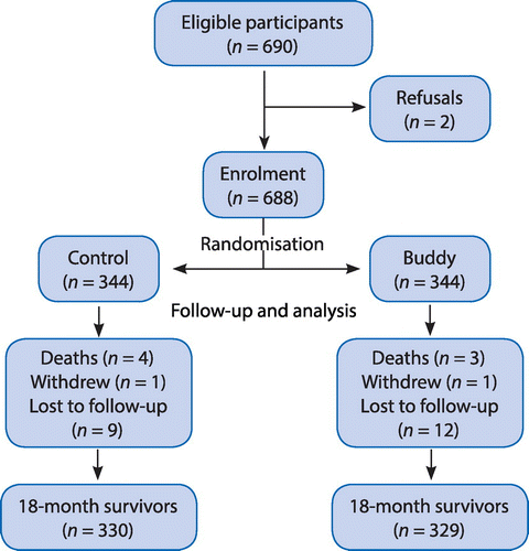 Figure 1: Flow chart of the participants in the randomised interventions