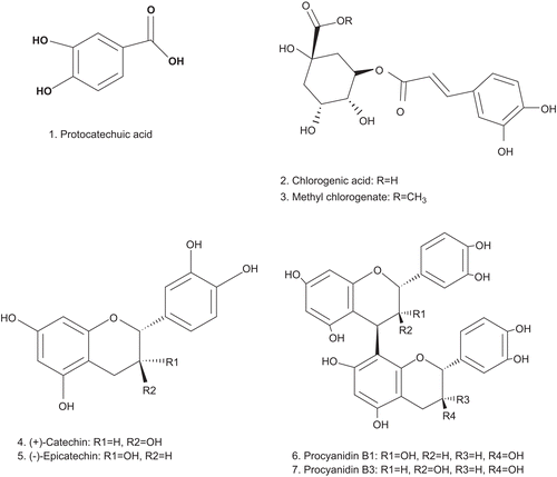Figure 3.  Chemical structures of isolated compounds from F. microcarpa.