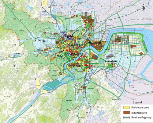 Figure 2. Eight districts comprising Hangzhou metropolitan area and its land use plan. FootnoteNotes.