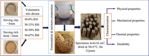 Figure 2. Schematic procedure for the production and characterization of specimens.