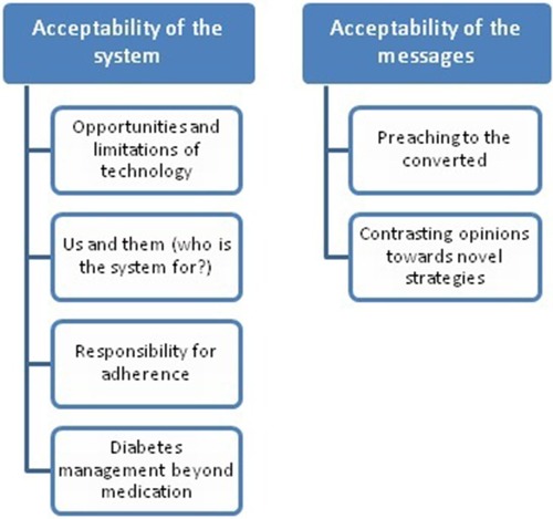 Figure 1 Themes identified related to the proposed system and the proposed messages.