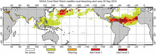 Figure 5. CRW coral bleaching alert area product.